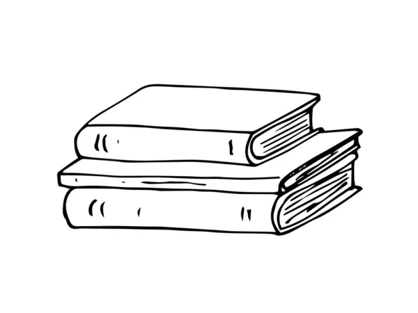 Handgetekende Stapel Van Boeken Geïsoleerd Witte Achtergrond Doodle Stijl Vector — Stockvector