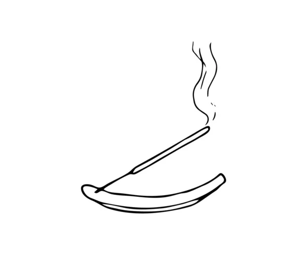 Aroma Ragad Füstölő Égő Füst Fehér Háttér Indiai Aromaterápia Meditáció — Stock Vector
