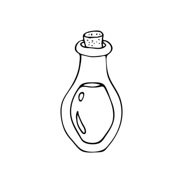 Χειροποίητο Μπουκάλι Φελλό Απλό Γυάλινο Δοχείο Μαύρο Σκίτσο Λευκό Φόντο — Διανυσματικό Αρχείο