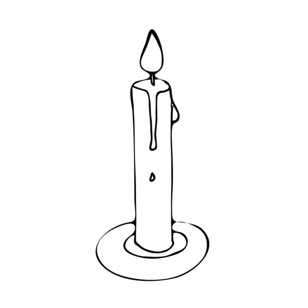 Handgezeichnete Kerze Doodle Stil Vektordarstellung Isoliert Auf Weißem Hintergrund — Stockvektor