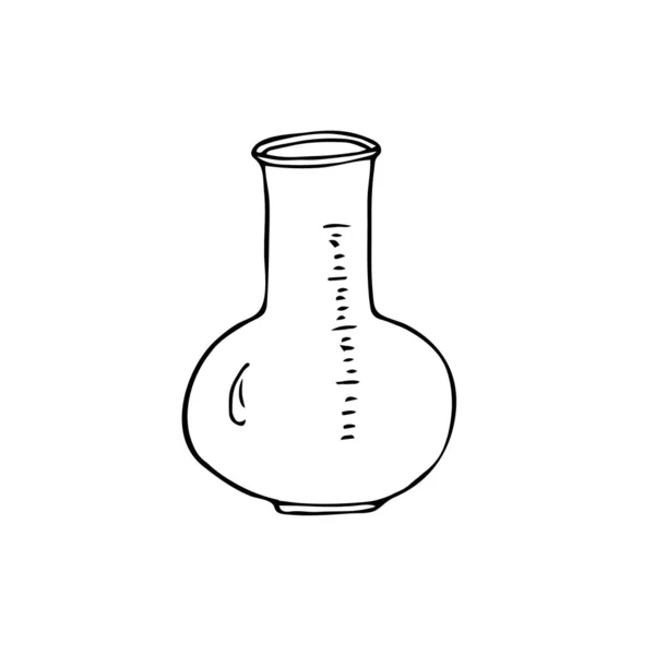 Frasco Vaso Precipitados Experimento Químico Dibujado Mano Aislado Sobre Fondo — Archivo Imágenes Vectoriales