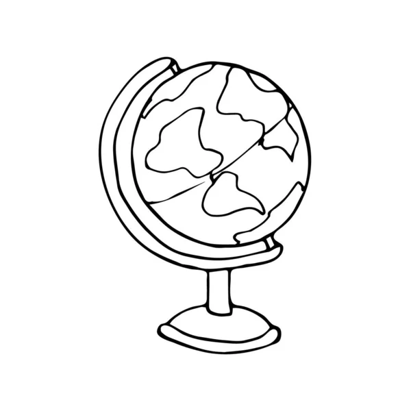 Hand Drawn Globe Doodle Vector Illustration Isolated White Background — Stock Vector