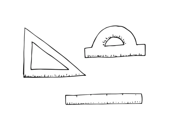 Handgezeichnetes Lineal Skizzenstil Isoliert Auf Weißem Hintergrund — Stockvektor