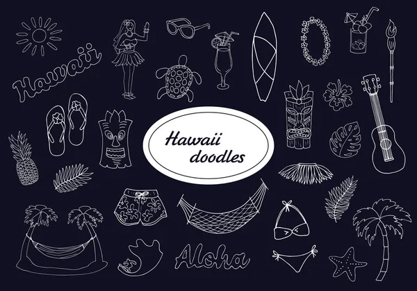 stock vector Hand drawn Hawaii doodle set, vector illustration