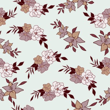 Işık arka planında kusursuz çiçek deseni, kumaşlar, tekstil, ambalaj kağıdı, arka plan