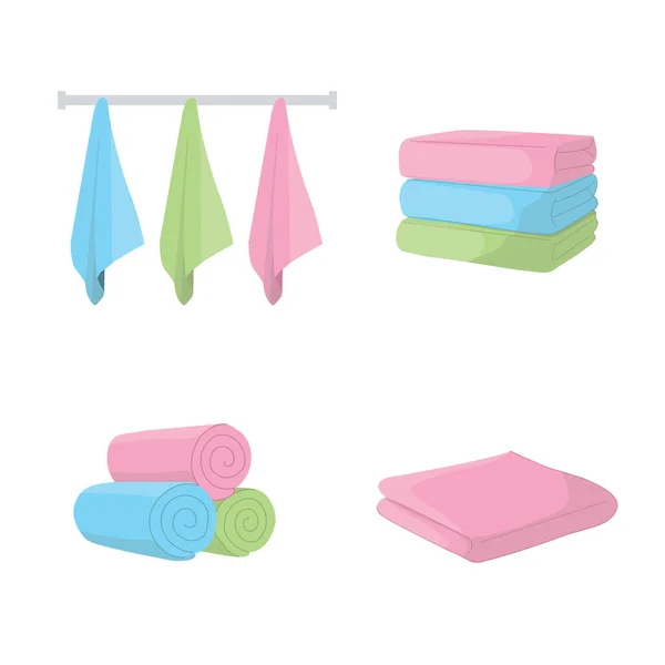 Batch Cartoon Towels Set Cartoon Fabric Towel Hanging Rolled Folded — Stock Vector