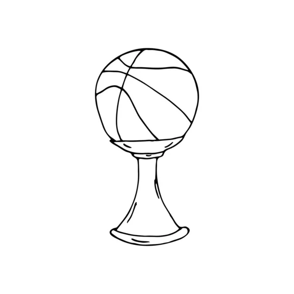 Ručně Kreslený Basketbalový Pohár Stylu Čmáranice — Stockový vektor