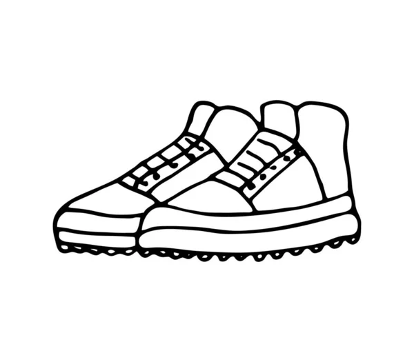 Disegno Bianco Nero Paio Scarpe Scarpe Basket Disegnate Mano Scarpe — Vettoriale Stock