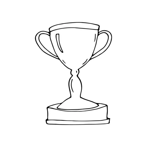 手绘获奖者奖 杯子与白色背景隔离 — 图库矢量图片