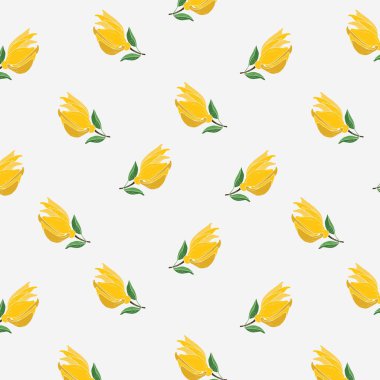 ylang ylang çiçeği deseni, dikişsiz sarı çiçek el deseni, kumaşlar için, duvar kağıdı, arkaplan, ambalaj kağıdı