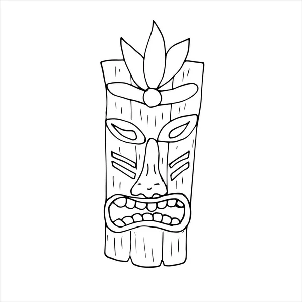 Handgezeichnete Hawaiianische Maske Hawaiianische Maske Doodle Stil Vektorillustration Auf Weißem — Stockvektor