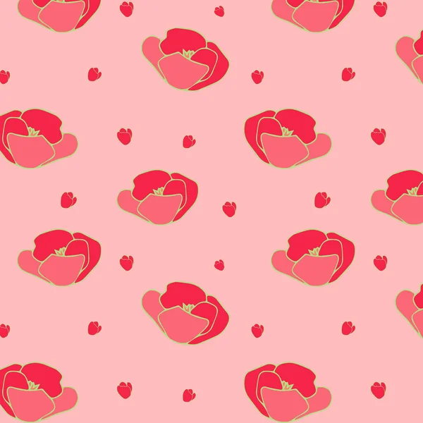 Bezešvé Vzor Růžových Květin Růžovém Pozadí Pro Textil Obaly Tapety — Stockový vektor
