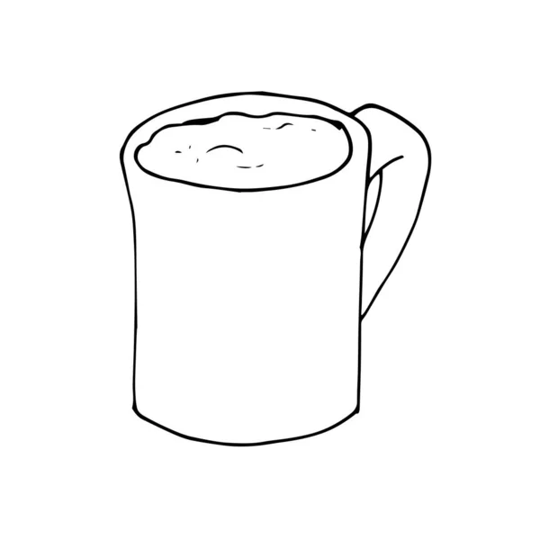 Чашка Кофе Нарисованная Вручную Утренняя Чашка Чая Кофе Изолированные Белом — стоковый вектор