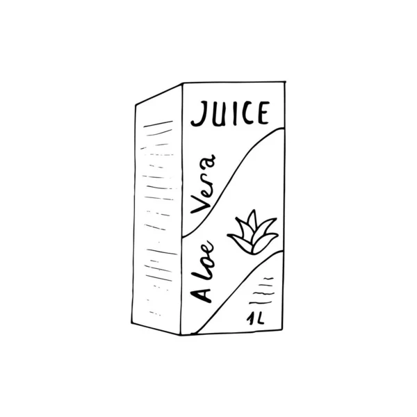 Skiss Handritad Aloe Vera Juice Isolerad Vektor Illustration — Stock vektor