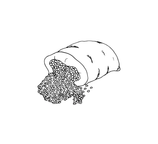Пакет Кавових Зерен Стилі Ескізу Мішок Кавовими Бобами — стоковий вектор