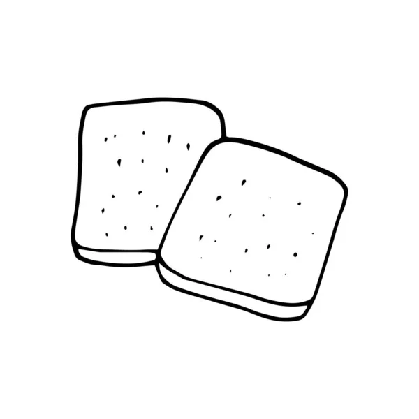 Wektor Ręcznie Rysowane Ilustracji Bochenka Krojonego Chleba Rysunek Chleb Izolowany — Wektor stockowy