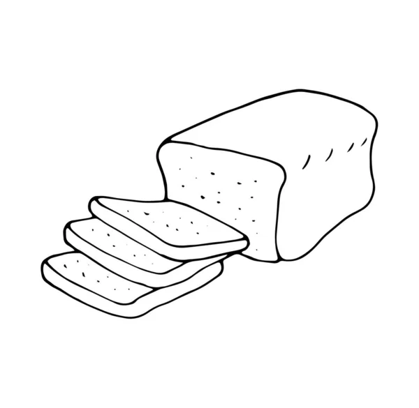 Ručně Tažený Bochník Chleba Zavřít Ručně Kreslené Ilustrace Krájené Bochníku — Stockový vektor