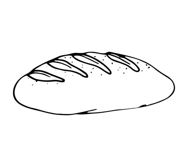Beyaz Arkaplanda Elle Çizilmiş Bir Somun Ekmek Izole Edilmiş Vektör — Stok Vektör