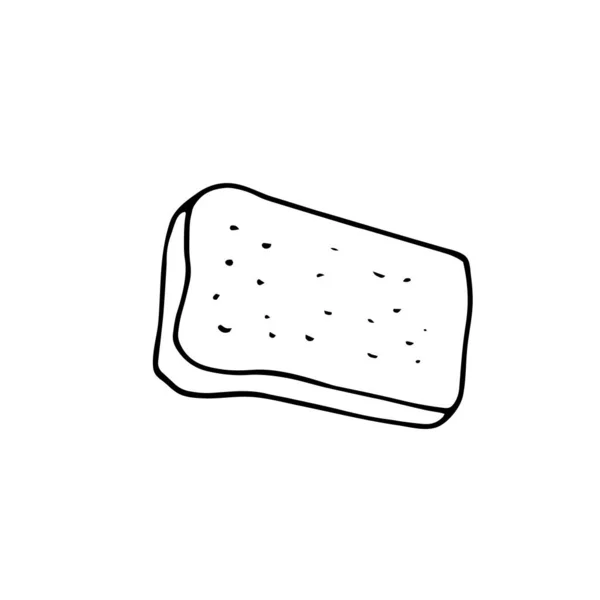 Hand Drawn Piece Bread Vector Illustration White Background — Stock Vector