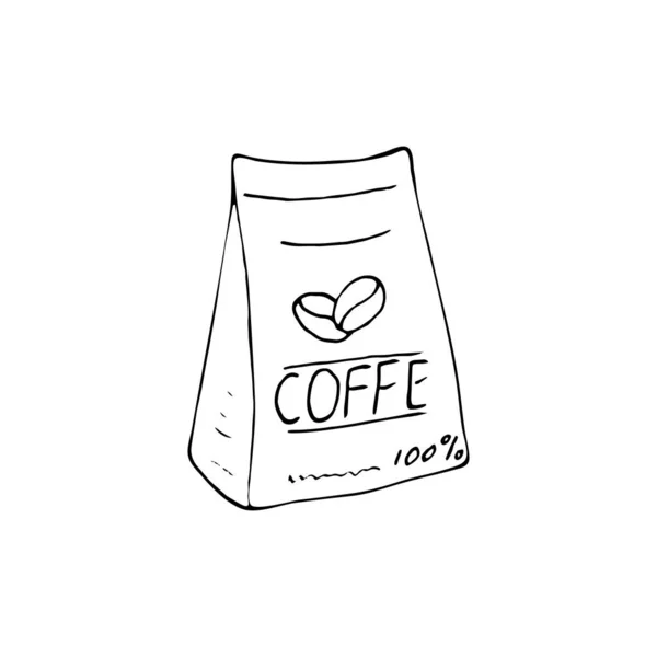 Café Dibujado Mano Paquete Ilustración Vectorial Simple Una Bebida Aislada — Vector de stock