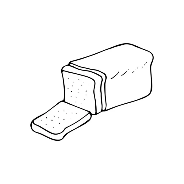Ručně Kreslený Chléb Krájenými Kousky Obrázek Pekárny Izolován Bílém Pozadí — Stockový vektor