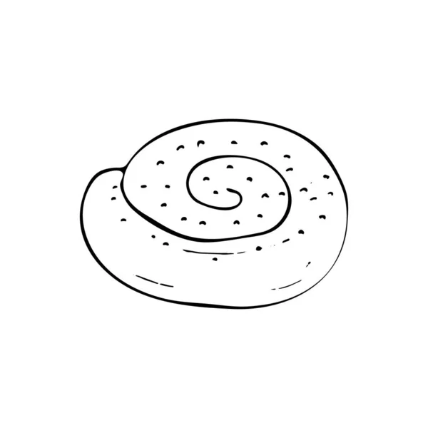 Vector Bollo Canela Dibujado Mano Con Semillas Panadería Elemento Vectorial — Archivo Imágenes Vectoriales