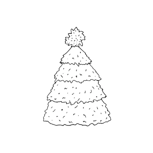 Árbol Navidad Esponjoso Dibujado Mano Año Nuevo Vector Navidad Ilustración — Vector de stock