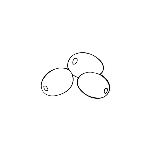 Olives Dénoyautées Dessinées Main Illustration Vectorielle Alimentaire Isolée — Image vectorielle