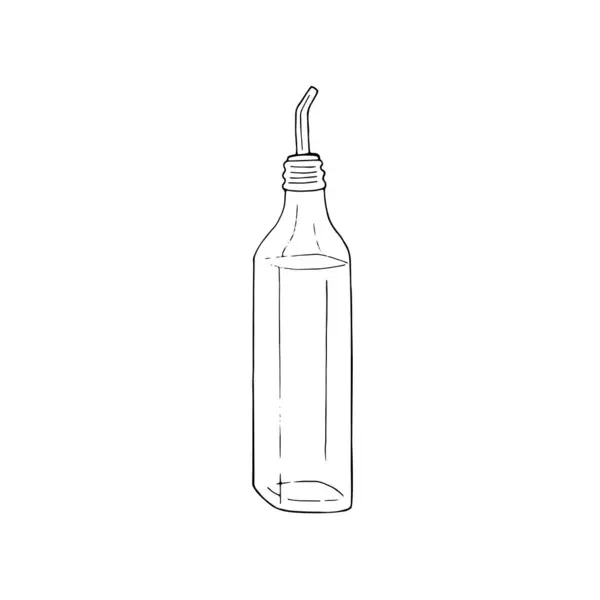 用手绘橄榄油制成的瓶子 用白色背景隔开 — 图库矢量图片