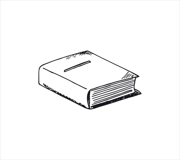 Elle çizilmiş bir kitap. Beyaz arkaplanda izole vektör çizimi. 
