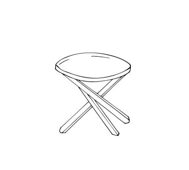 Elle çizilmiş yuvarlak masa. İç nesne vektörü. Yuvarlak masa karalama ikonu. Kahve masası çizimi beyaz arkaplanda izole edilmiş..