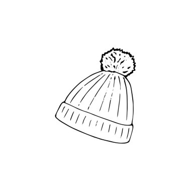 Kış sezonu için el yapımı şapka, beyaz arka planda izole edilmiş çocuklar için örülmüş bere şapka. Soğuk Hava için Başlık Tasarımı Elementleri. 