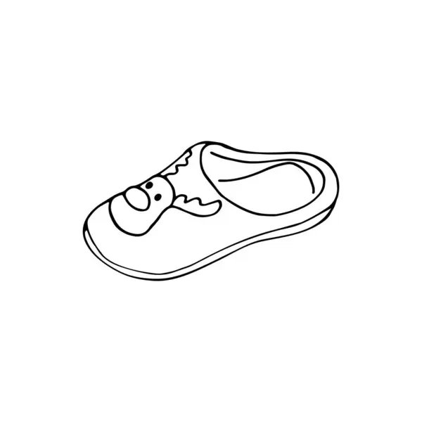 Ev yapımı Sleeper Shoes. Doodle tarzı tüylü uykucu. İzole vektör illüstrasyonu. 