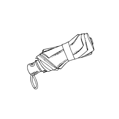 Küçük kapalı şemsiye, el yapımı kapalı şemsiye. Yağmurlu hava için yağmur şemsiyesi. Beyaz arkaplanda izole