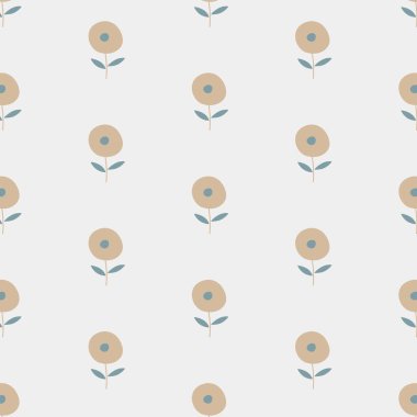 Aydınlık bir arkaplanda basit, pürüzsüz bir desen. Çiçekli modern tasarım, kumaşlar, tekstil, kapaklar, iç dekorasyon ve diğer kullanım alanları için..
