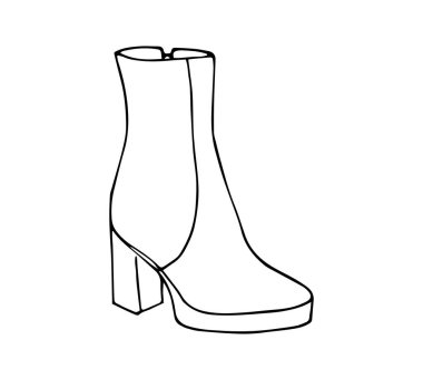 Topuklu ayakkabı engeli. Elle çizilmiş moda çizimi beyaza izole edilmiş. Kadın ayakkabıları.