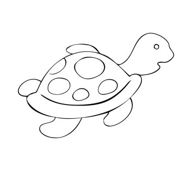 Minimalist çizgi sanatı tarzında basit bir kaplumbağa resmi. Beyaz arka planda temiz bir siyah taslak. Boyama kitapları, dövme tasarımları, minimalist sanat koleksiyonları ve eğitim malzemeleri için uygundur..
