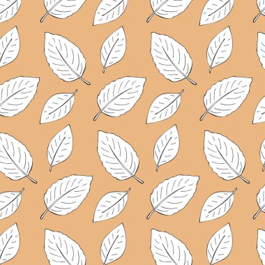 Sıcak arkaplanda el yapımı yaprak deseni, kumaş, duvar kağıdı ve eko tasarım projeleri için harika..