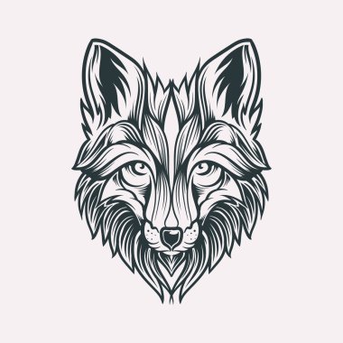 Abstract head fox hand draw