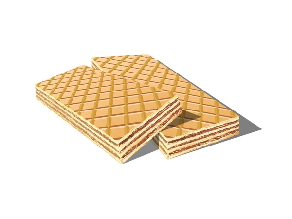 Waffles Recheados Com Chocolate Ilustração Vetorial Realista Isolada Sobre Fundo —  Vetores de Stock