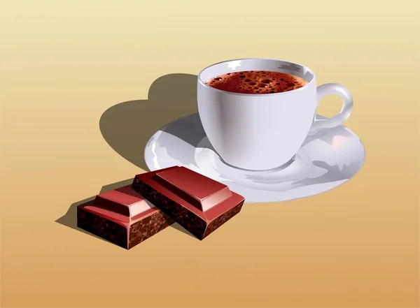 一杯热巧克力和巧克力片的例子 — 图库照片