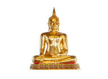 Altın Buddha kırpma yolu ile beyaz zemin üzerinde izole