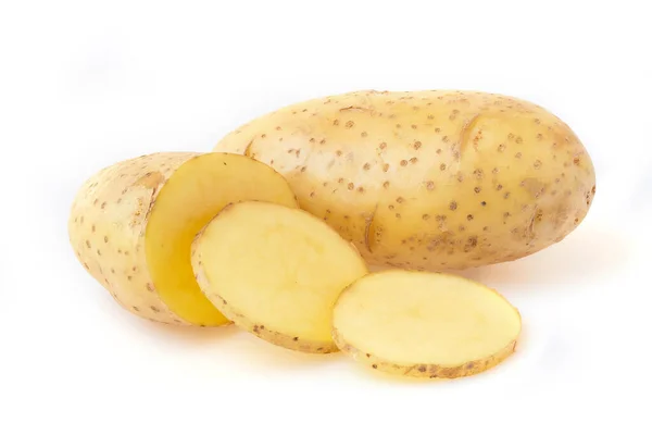 Potato Slide Isolated White Background Macro — Stock Photo, Image