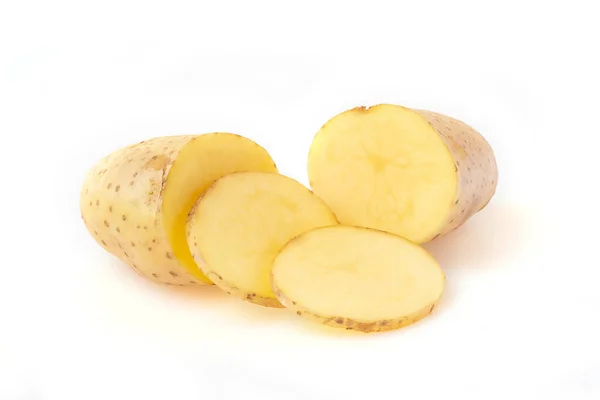 Potatis Bild Isolerad Vit Bakgrund Makro — Stockfoto