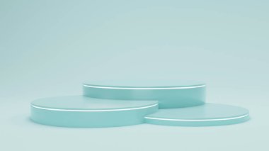 Premium 3d geometric stage for product placement, 3d illustration. Green Blue modern background style ,minimal wall scene. luxury stage show product, Pastel modern style