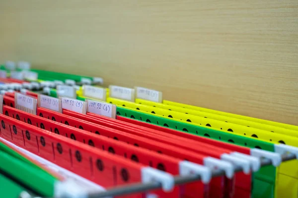 stock image Financial document files arranged in filing cabinets.