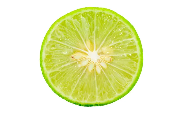 Sliced Lime Isolated White Background Clipping Path — Stock Photo, Image