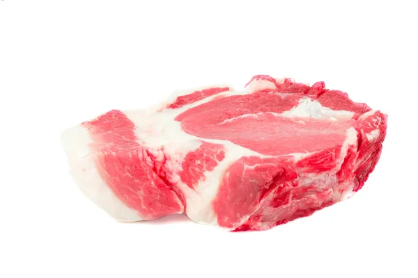 Carne Cerdo Cruda Rodajas Aislada Sobre Fondo Blanco Vista Superior — Foto de Stock