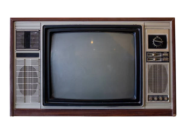 Klasik Televizyon Beyaz Arka Plan Geçmişe Dönük Teknoloji Kırpma Yolu — Stok fotoğraf