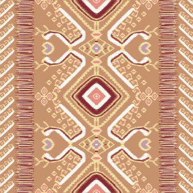 Geometrik etnik kalıplar. Saree, Patola, Sari, Dupatta, Vyshyvanka, Rushnyk, Dupatta, Giyim, kumaş, batik, örgü, nakış, Ikkat, Pixel desenli. Geleneksel Görev. Tayland deseni.